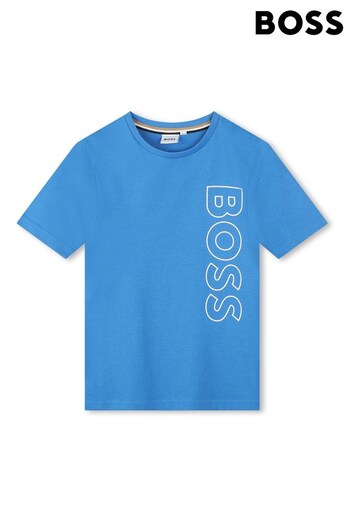 BOSS Blue Vertical Logo T-Shirt (D80673) | £46 - £55