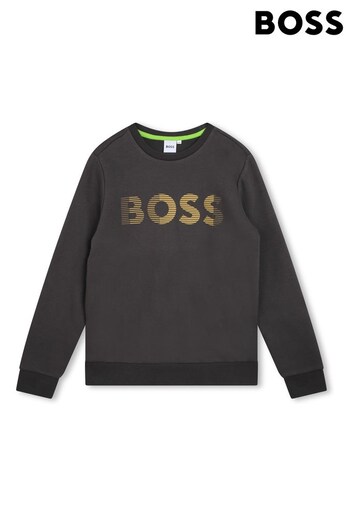 BOSS Charcoal Grey and Gold Logo Sweatshirt (D80707) | £85 - £106