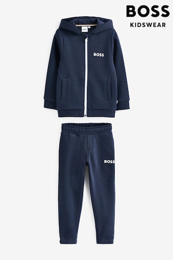 BOSS Navy Blue Chest Logo Hooded Tracksuit (D80710) | £140 - £170