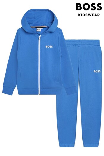 BOSS Blue Chest Logo Hooded Tracksuit (D80711) | £140 - £170
