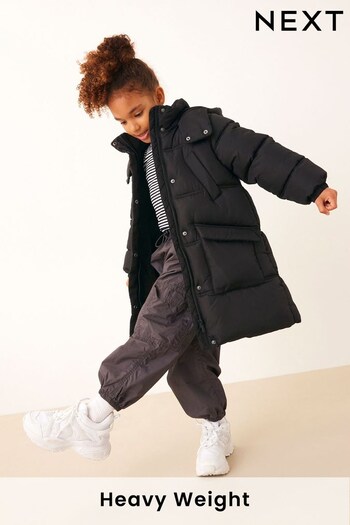 Black Shower Resistant Double Stitch Padded Coat (3-16yrs) (D80723) | £38 - £48