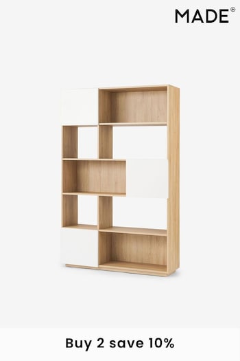 MADE.COM Oak Effect and White Hopkins Wide Bookcase (D80777) | £329