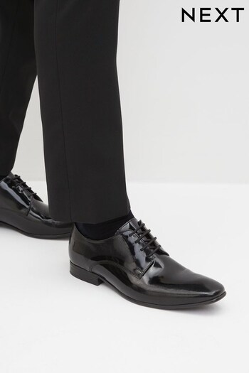 Black Leather Shine Derby Shoes (D80802) | £55