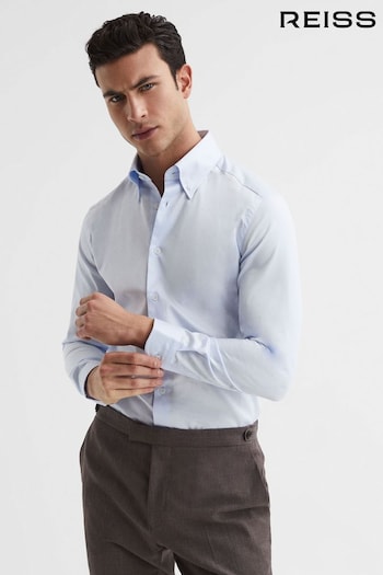 Reiss Soft Blue Redknapp Slim Fit Cotton Button-Down Shirt (D80811) | £98