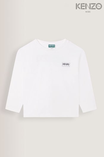 KENZO KIDS White Chest Logo Long Sleeve T-Shirt (D80844) | £61 - £66