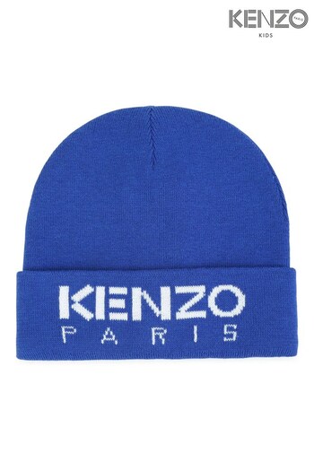 KENZO KIDS Blue Logo Beanie Hat (D80848) | £56 - £66