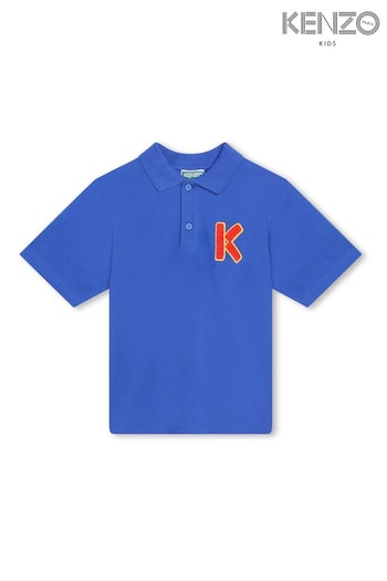 KENZO KIDS Blue K Logo Semishiny Poloshirt (D80858) | £93 - £113