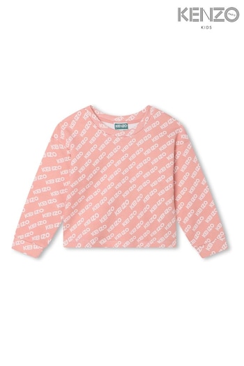Kenzo Kids Pink All Over Logo Sweatshirt (D80865) | £128 - £143