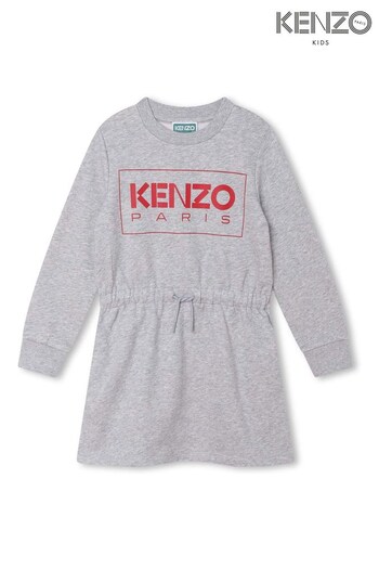 KENZO KIDS Grey Tie Waist Jersey Dress (D80869) | £103 - £113
