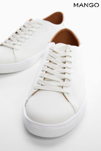 Mango White Monocoloured Leather Sneakers (D80882) | £80