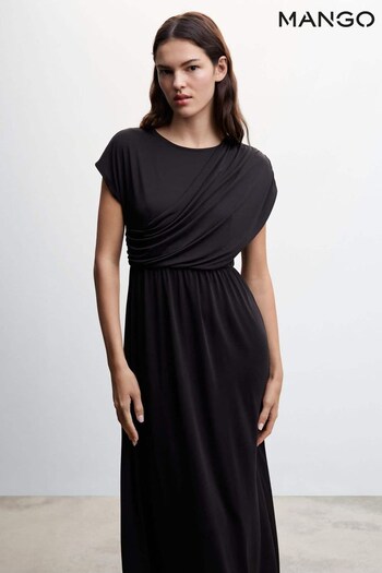 Mango Black Draped Detail Dress (D80900) | £60