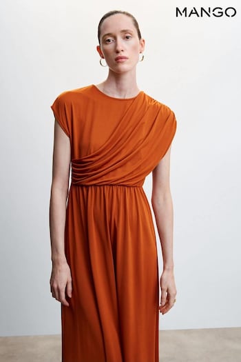 Mango Orange Draped Detail Dress (D80901) | £60