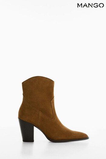 Mango Brown Suede Leather Ankle Boots (D80904) | £60