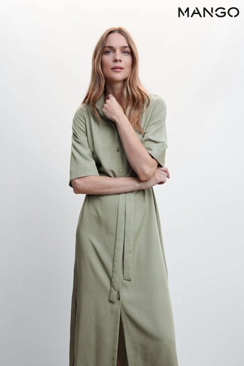Mango Green Bow Shirt Dress (D80932) | £50
