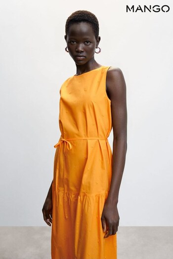 Mango Orange Floral Embroidery Dress (D80987) | £46