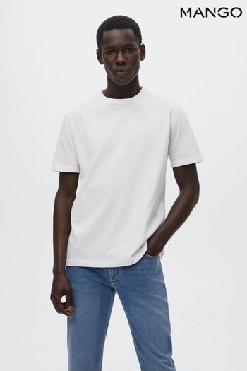 Mango White Mercerised Regular-Fit T-Shirt (D81014) | £20
