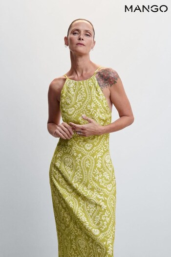 Mango Green Printed Halter Dress (D81032) | £46