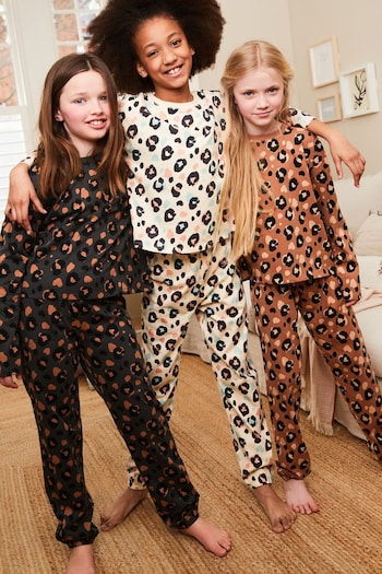 Black/Brown Animal Print Jogger Pyjamas 3 Pack (3-16yrs) (D81061) | £29 - £39