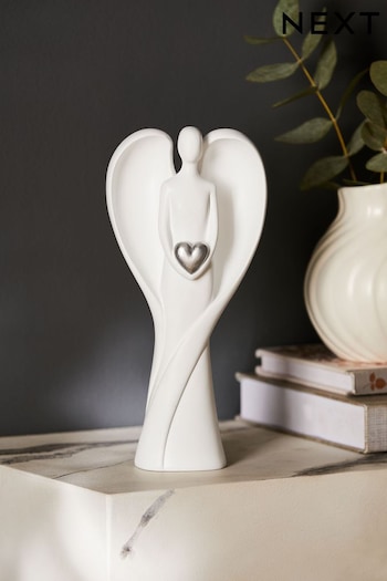 White Angel and Heart Ornament (D81120) | £15