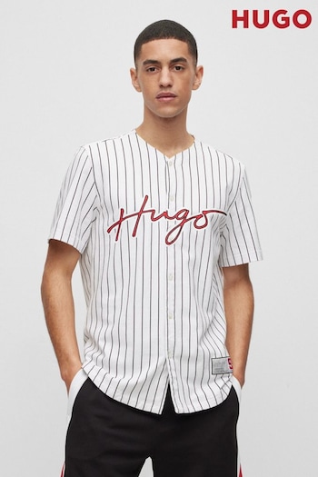 HUGO White Baseball Inspired Short Sleeve Shirt (D81158) | £129