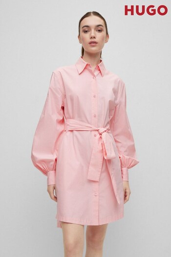 HUGO Pink Kaisanna Long Sleeve Shirt Dress (D81281) | £199
