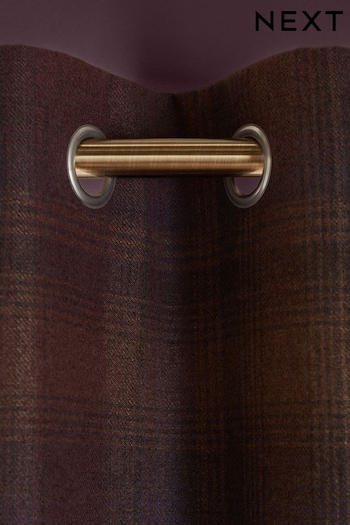 Purple Country Check Lined Eyelet Curtains (D81301) | £70 - £145