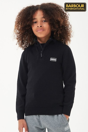 Barbour® International Boys Knox Half Zip Logo Black Sweatshirt (D81331) | £55 - £60