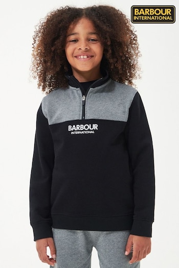 Barbour® International Boys Circuit Logo Half Zip Black Sweatshirt (D81335) | £45 - £50