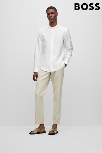 BOSS White Casual Fit Stand Collar Dress Shirt (D81361) | £99