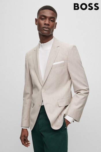 BOSS Natural Hutson Slim Fit Suit Jacket (D81369) | £389