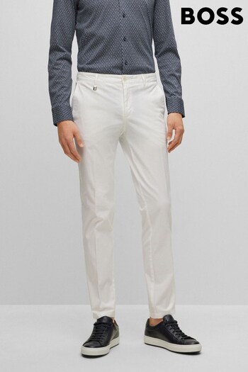 BOSS White Slim Fit Suit Trousers (D81371) | £139