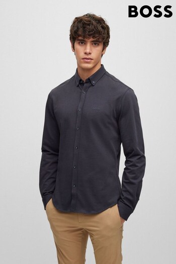 BOSS Blue Soft Stretch Cotton Jersey Long Sleeve Shirt (D81377) | £99