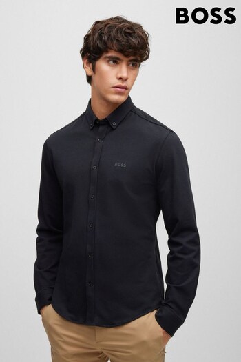 BOSS Black Soft Stretch Cotton Jersey Long Sleeve Shirt (D81378) | £99