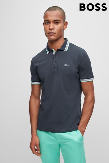 BOSS Dark Blue/Turquoise Tipping Paddy Polo Shirt (D81397) | £89