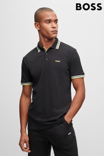 BOSS Black/Green Tipping Paddy Polo Shirt (D81402) | £89