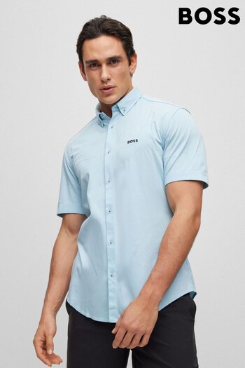 BOSS Light Blue Short Sleeve Embroidered Logo Shirt (D81451) | £99