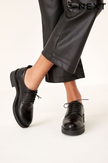 Black Forever Comfort® Leather Chunky Lace-Up Shoes (D81466) | £48