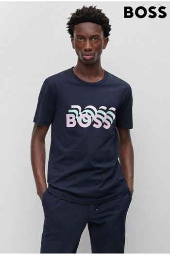 BOSS Blue Slim Fit Repeat Logo T-Shirt (D81488) | £79