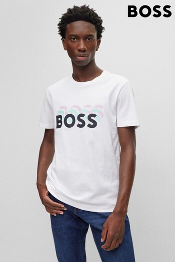 BOSS White Slim Fit Repeat Logo T-Shirt (D81489) | £79