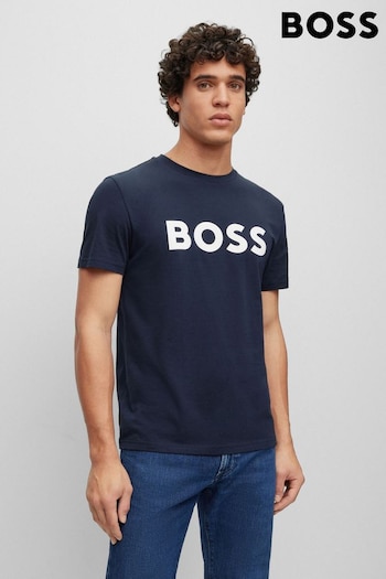 BOSS Dark Blue/White Logo Large Chest Logo T-Shirt (D81579) | £45
