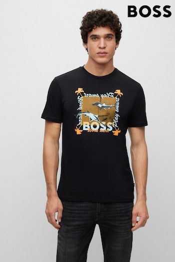 BOSS Black Shark Art Logo Cotton T-Shirt (D81629) | £45