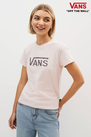 Vans Pink Womens V-Drop Cheetah Crew T-Shirt (D81649) | £28