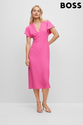 BOSS Pink Dawinga Slim Fit V-Neck Dress (D81687) | £389