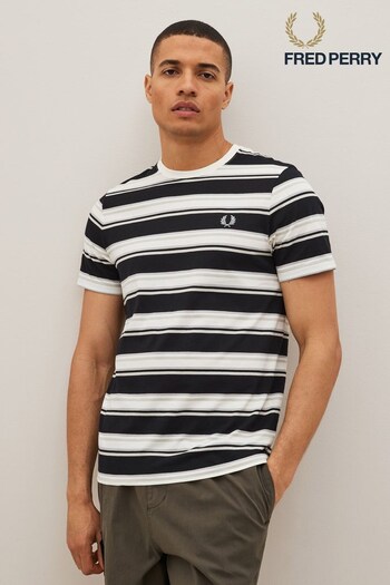 Fred Perry Striped Black T-Shirt (D81922) | £55