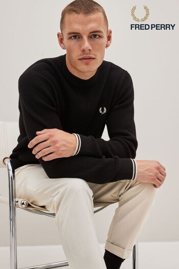 Fred Perry Waffle Stitch Crew Neck Jumper (D81929) | £120