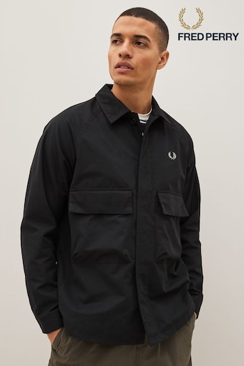 Fred Perry Black Utility Shacket Overshirt (D81941) | £150