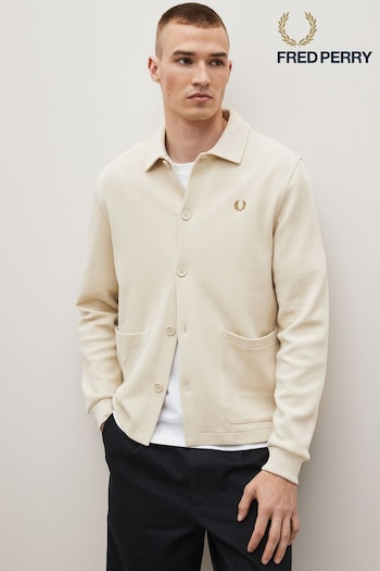 Fred Perry Natural Button Through Shacket Overshirt (D81948) | £110