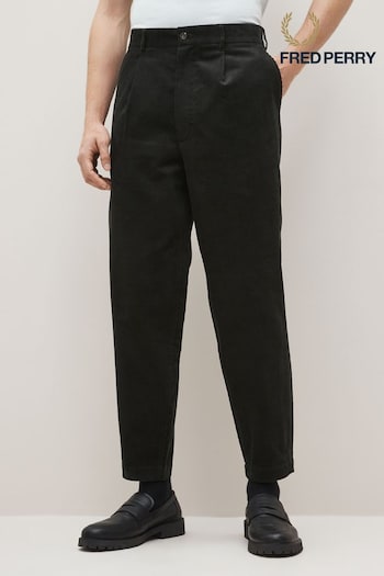 Fred Perry Green Waffle Cord Tapered Fit Trousers (D81949) | £130
