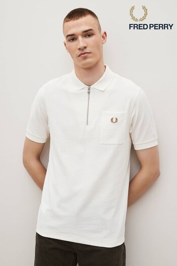 Fred Perry Textured Zip Neck Polo Shirt (D81955) | £90
