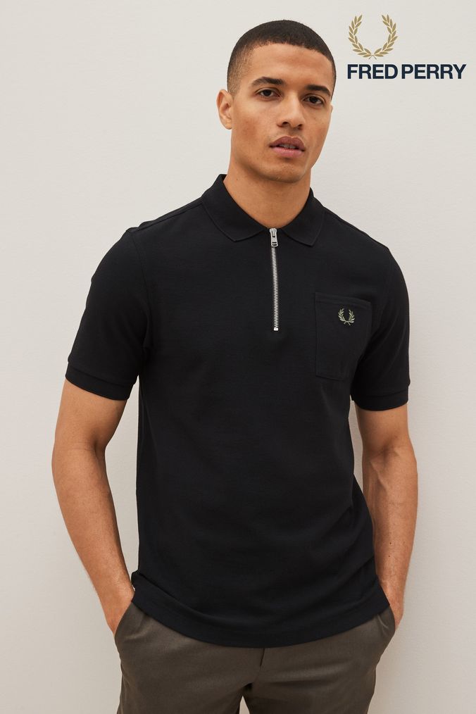 Fred Perry Textured Zip Neck Polo Shirt (D81956) | £90